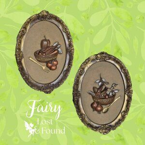 2 Vintage Wall Decor Oval Frames Vegetables